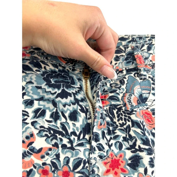 Tory Burch Emmy Ankle Skinny Jeans Blue Lake Kyoto Floral Print Size 31 - Picture 5 of 13